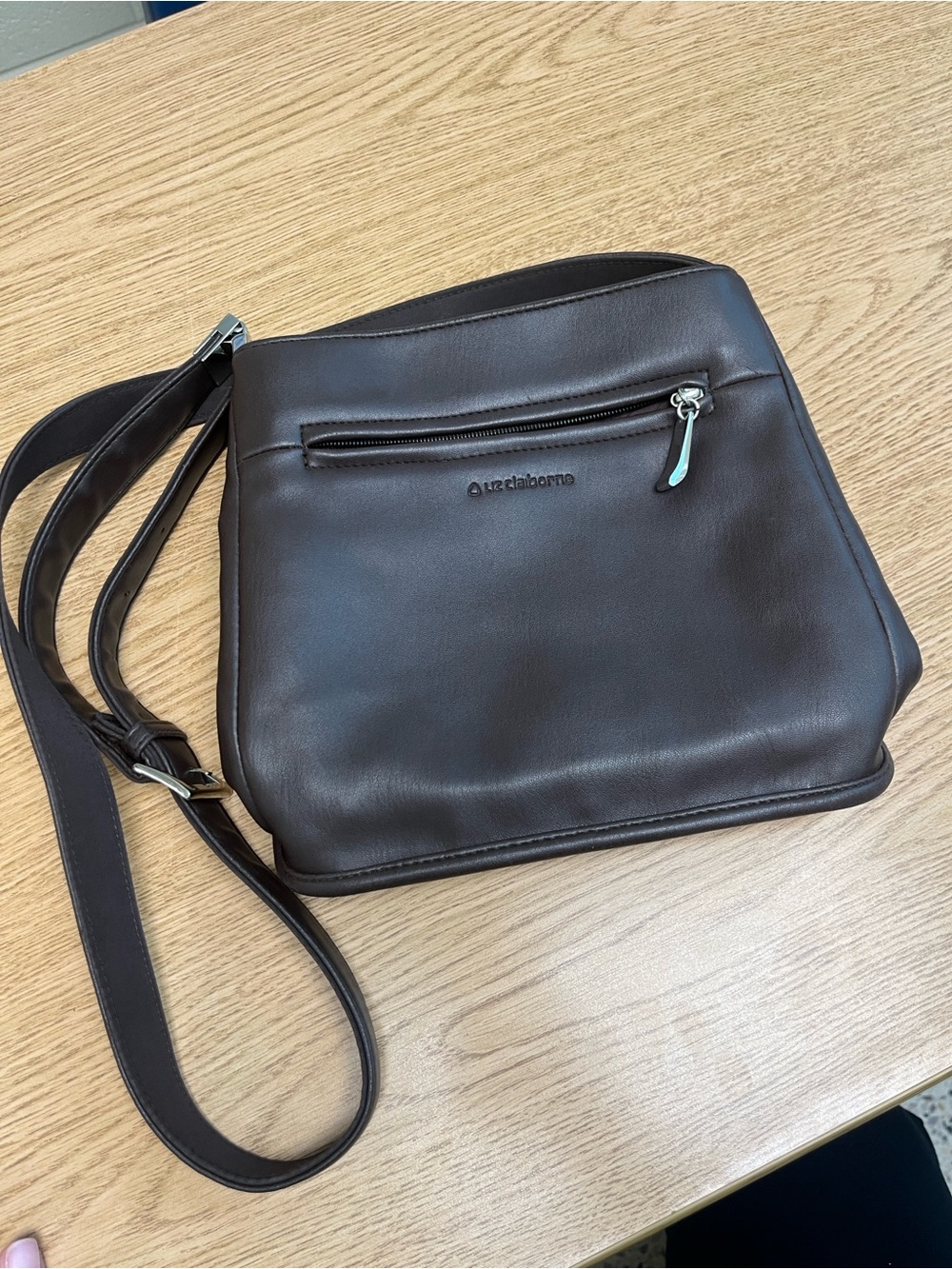 Liz Claiborne Dark Brown Leather Messenger Bag